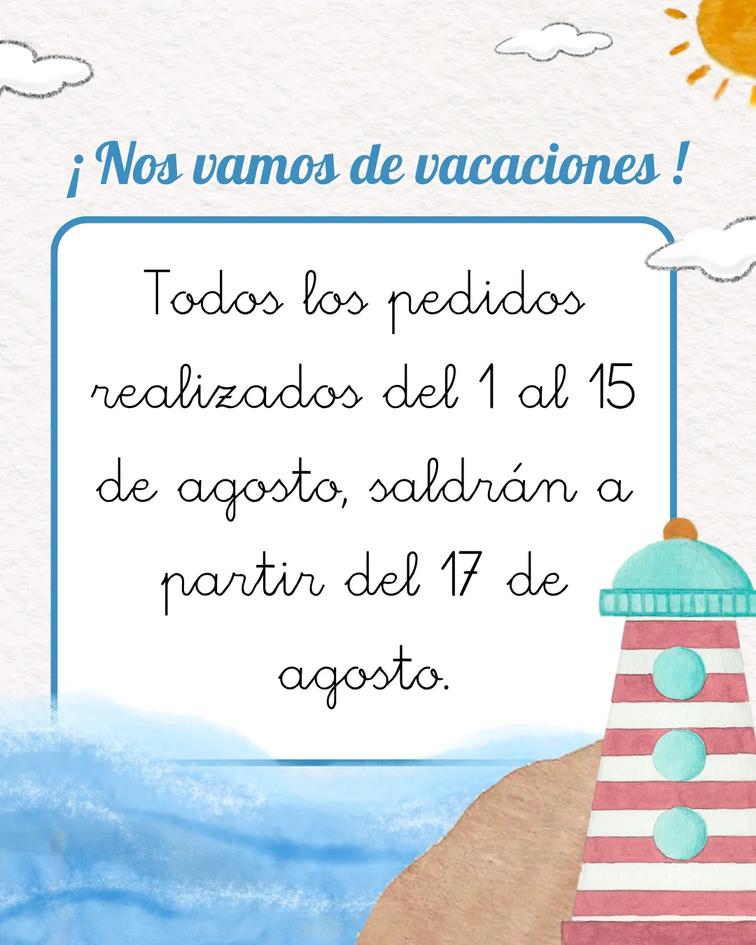 Aviso de cierre por vacaciones